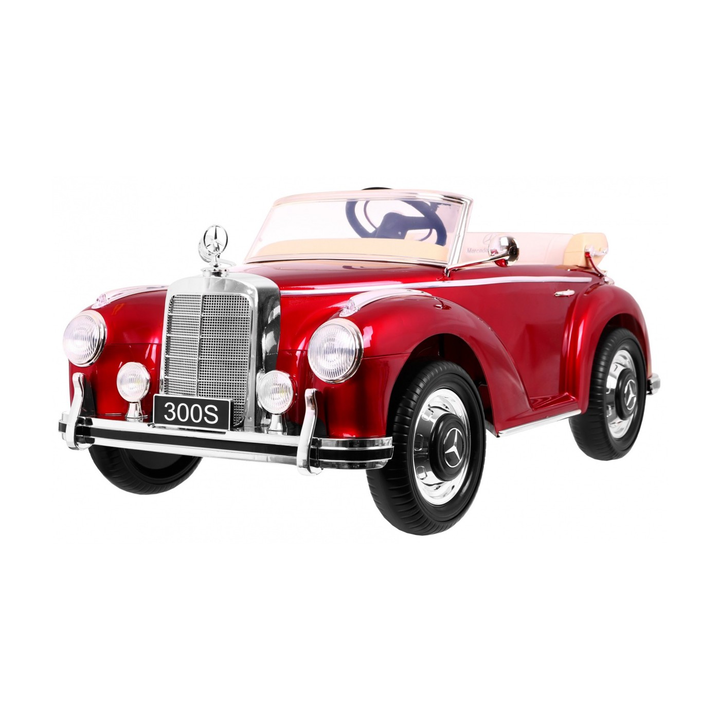 Mercedes Benz 300S Retro dětský lak červený + dálkové ovládání + EVA + pomalý start + LED MP3