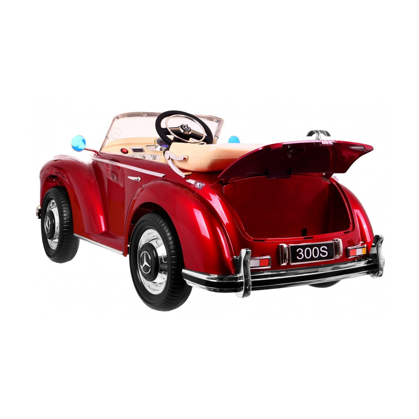 Mercedes Benz 300S Retro dětský lak červený + dálkové ovládání + EVA + pomalý start + LED MP3
