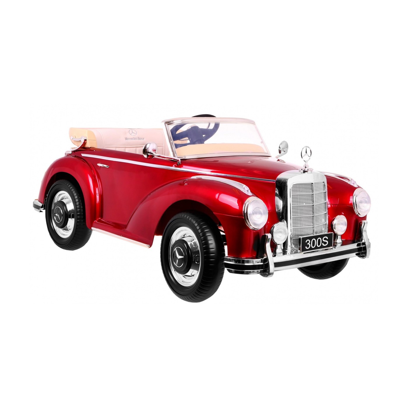 Mercedes Benz 300S Retro dětský lak červený + dálkové ovládání + EVA + pomalý start + LED MP3