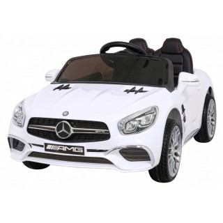 Mercedes Benz AMG SL65 S elektrická dětská bílá dálková LED audio eko kůže EVA pomalý start