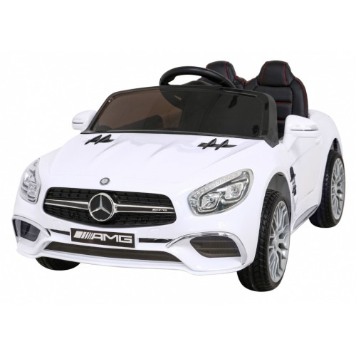 Mercedes Benz AMG SL65 S elektrická dětská bílá dálková LED audio eko kůže EVA pomalý start