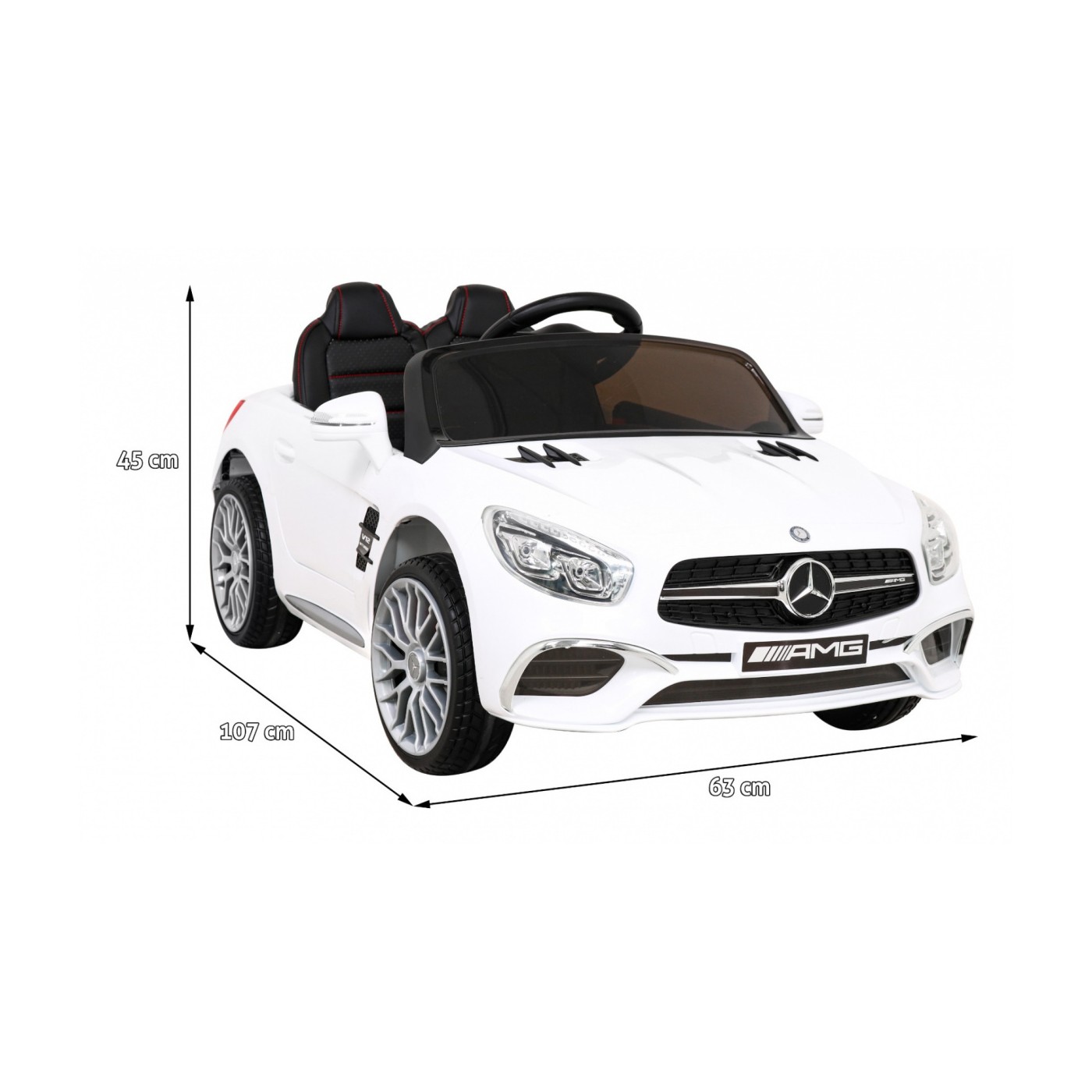 Mercedes Benz AMG SL65 S elektrická dětská bílá dálková LED audio eko kůže EVA pomalý start