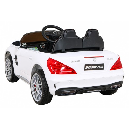 Mercedes Benz AMG SL65 S elektrická dětská bílá dálková LED audio eko kůže EVA pomalý start