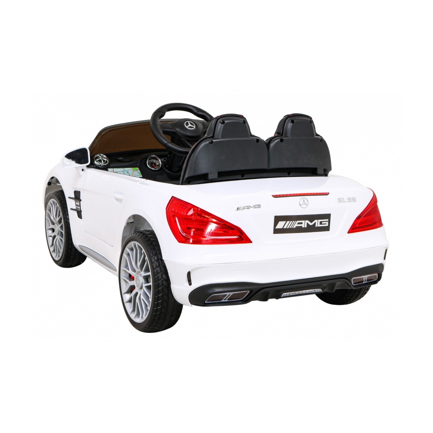 Mercedes Benz AMG SL65 S elektrická dětská bílá dálková LED audio eko kůže EVA pomalý start