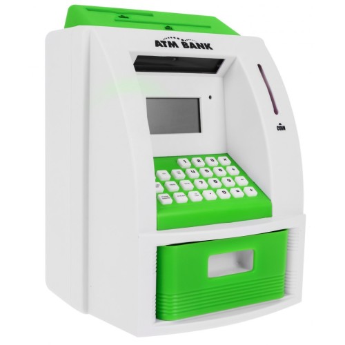 Bankomat pokladnička pro děti 3+ zelené interaktivní funkce + Karta do bankomatu