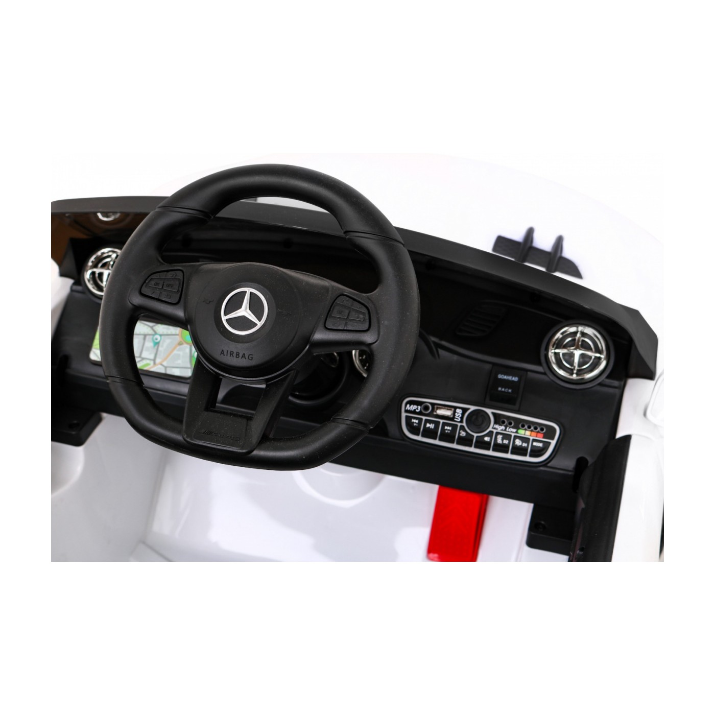Mercedes Benz AMG SL65 S elektrická dětská bílá dálková LED audio eko kůže EVA pomalý start