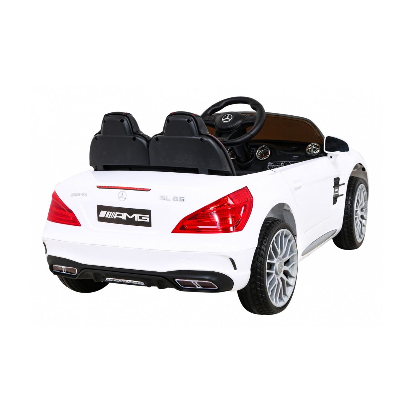 Mercedes Benz AMG SL65 S elektrická dětská bílá dálková LED audio eko kůže EVA pomalý start