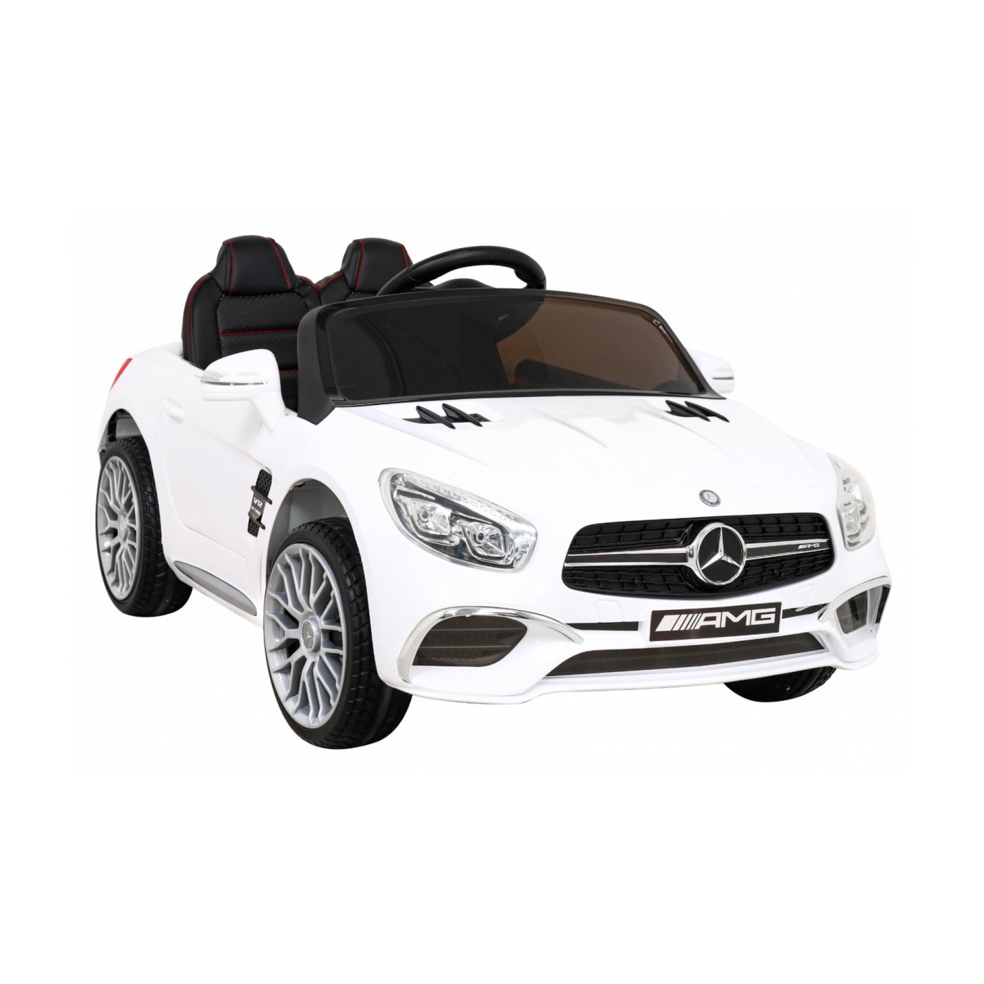 Mercedes Benz AMG SL65 S elektrická dětská bílá dálková LED audio eko kůže EVA pomalý start