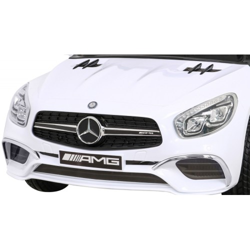Mercedes Benz AMG SL65 S elektrická dětská bílá dálková LED audio eko kůže EVA pomalý start