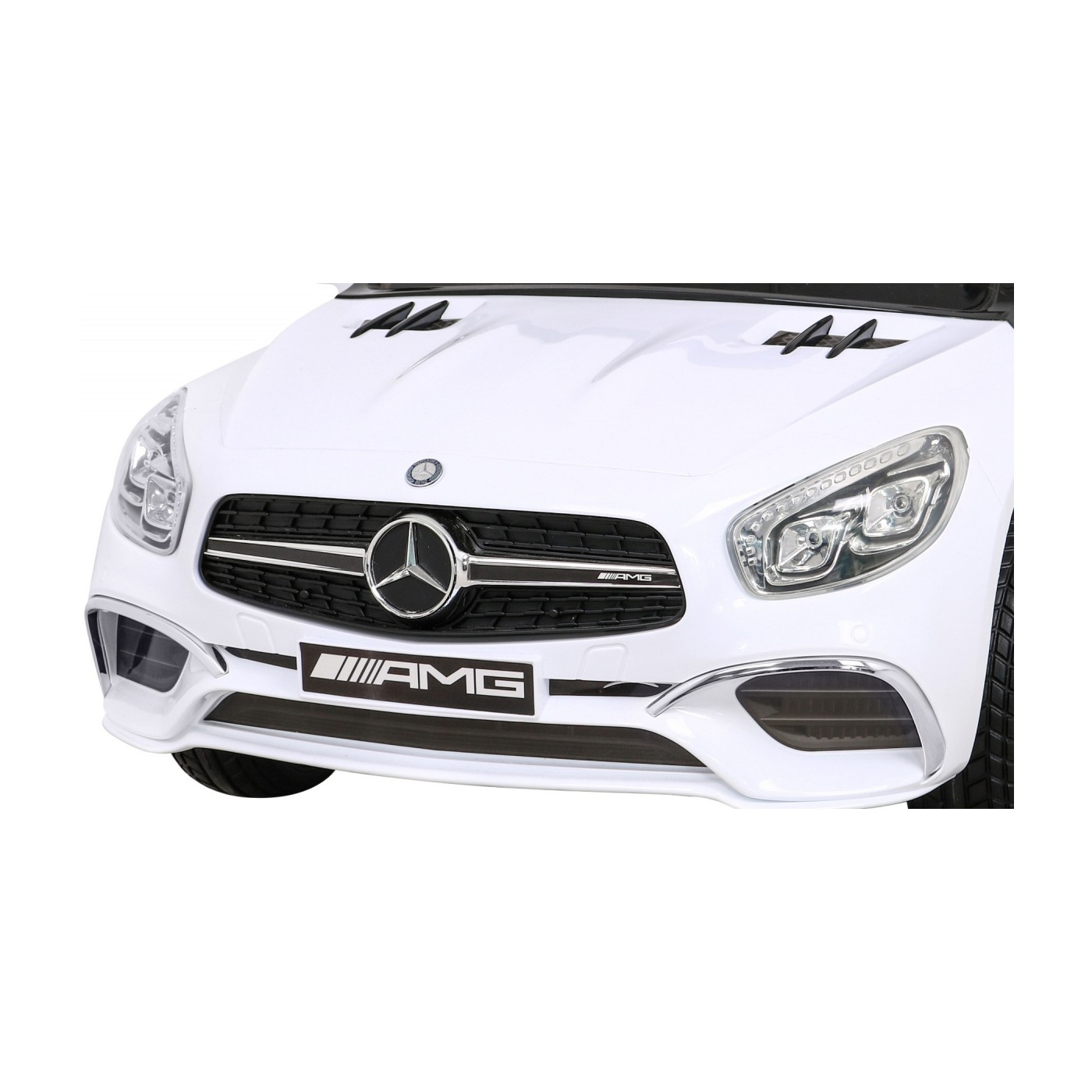 Mercedes Benz AMG SL65 S elektrická dětská bílá dálková LED audio eko kůže EVA pomalý start