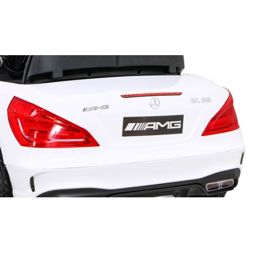 Mercedes Benz AMG SL65 S elektrická dětská bílá dálková LED audio eko kůže EVA pomalý start