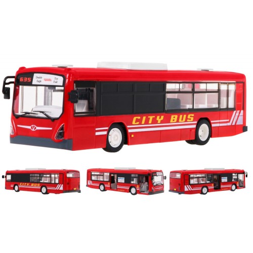 Dětský městský autobus 6+ dálkové ovládání červená 1:20 pohyblivé prvky + Zvuky Světla