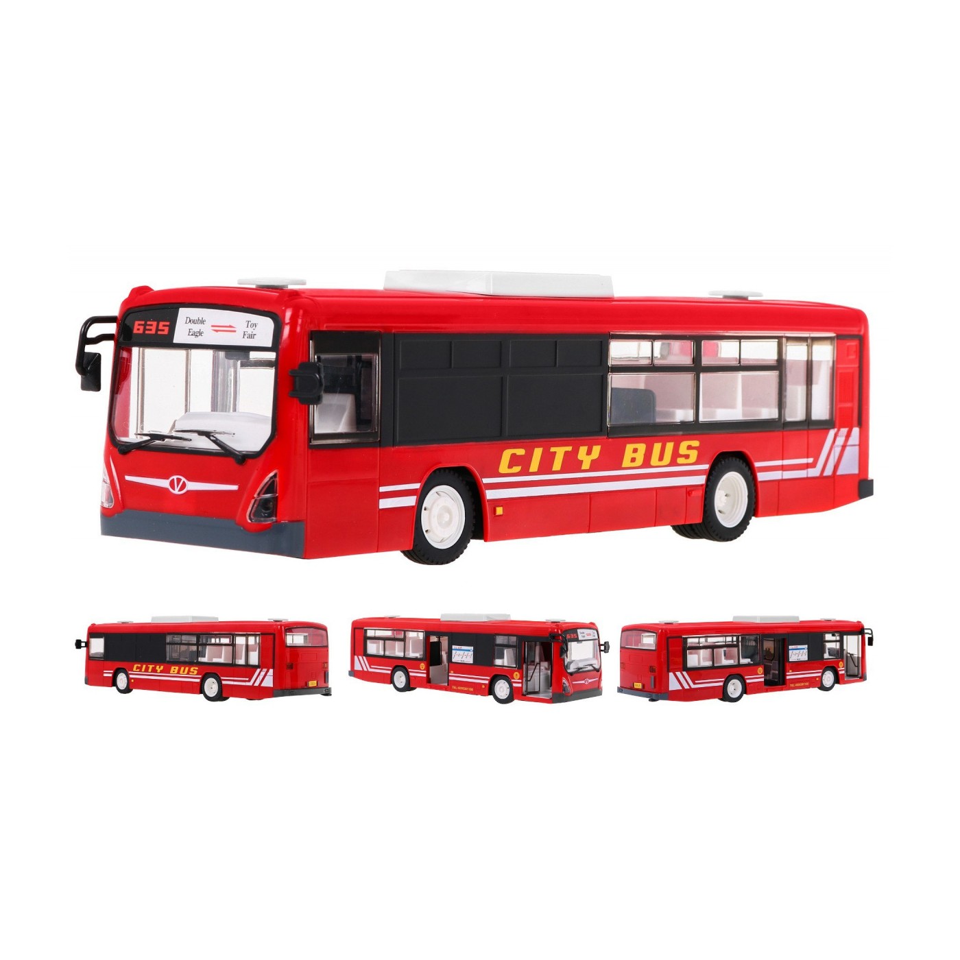 Dětský městský autobus 6+ dálkové ovládání červená 1:20 pohyblivé prvky + Zvuky Světla