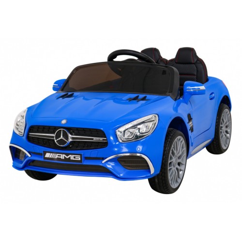 Mercedes Benz AMG SL65 S elektrický dětský modrý dálkový audio LED Eco kůže EVA pomalý start