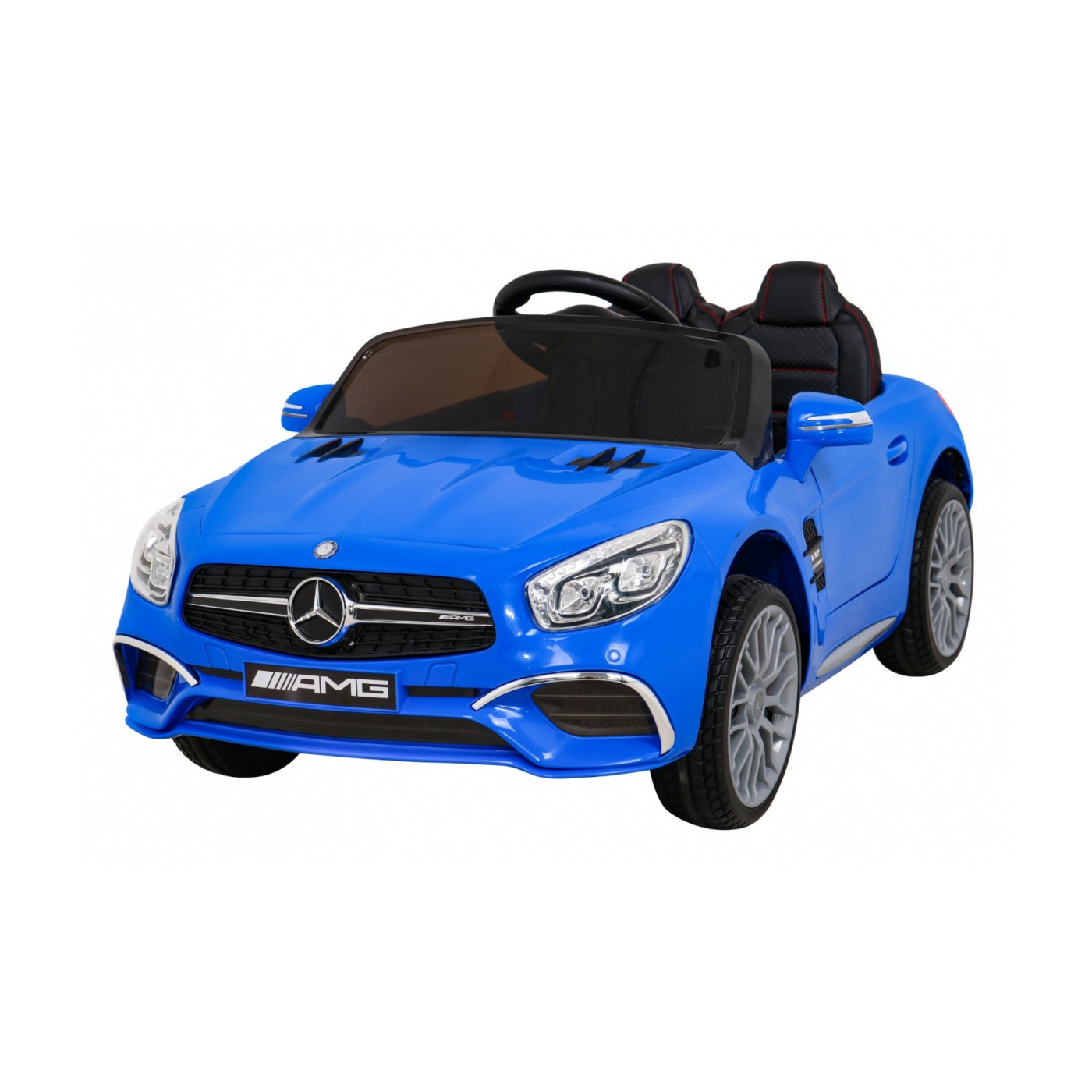 Mercedes Benz AMG SL65 S elektrický dětský modrý dálkový audio LED Eco kůže EVA pomalý start