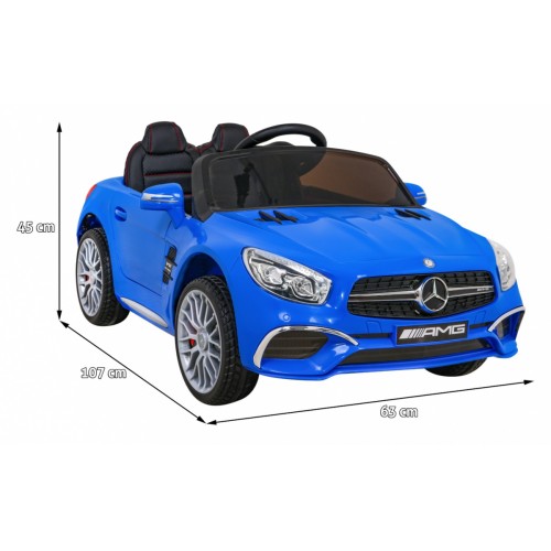Mercedes Benz AMG SL65 S elektrický dětský modrý dálkový audio LED Eco kůže EVA pomalý start