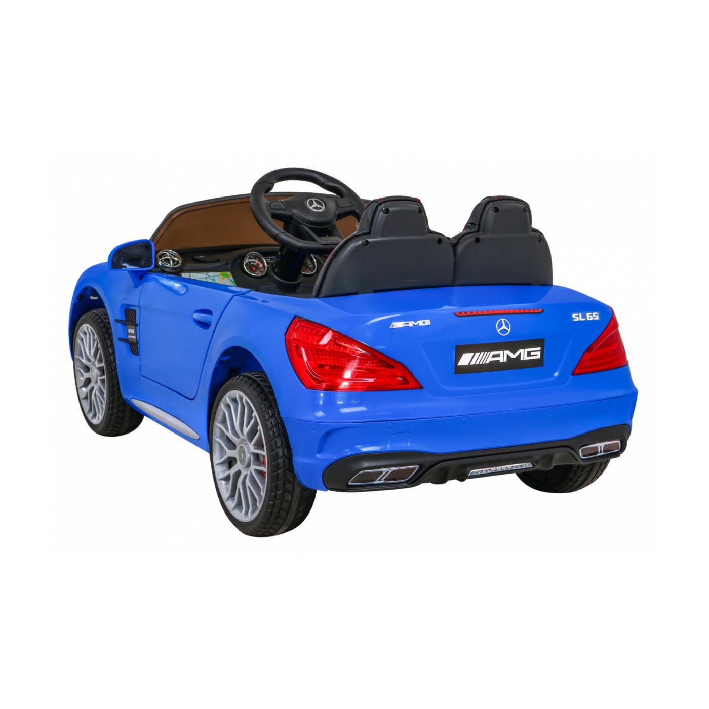 Mercedes Benz AMG SL65 S elektrický dětský modrý dálkový audio LED Eco kůže EVA pomalý start