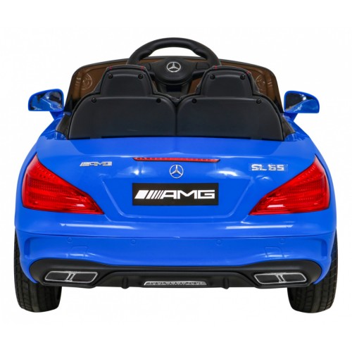 Mercedes Benz AMG SL65 S elektrický dětský modrý dálkový audio LED Eco kůže EVA pomalý start