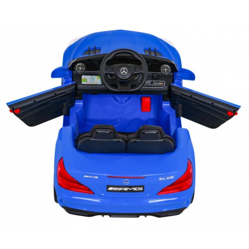 Mercedes Benz AMG SL65 S elektrický dětský modrý dálkový audio LED Eco kůže EVA pomalý start