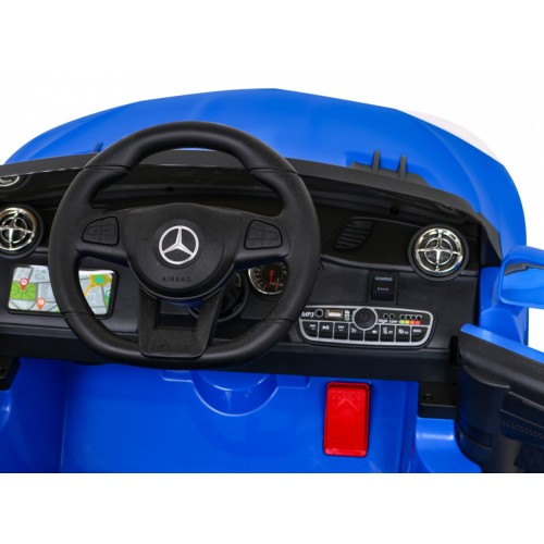 Mercedes Benz AMG SL65 S elektrický dětský modrý dálkový audio LED Eco kůže EVA pomalý start