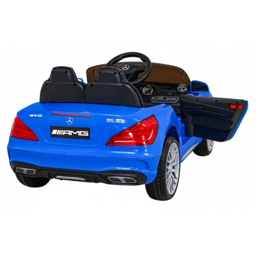 Mercedes Benz AMG SL65 S elektrický dětský modrý dálkový audio LED Eco kůže EVA pomalý start