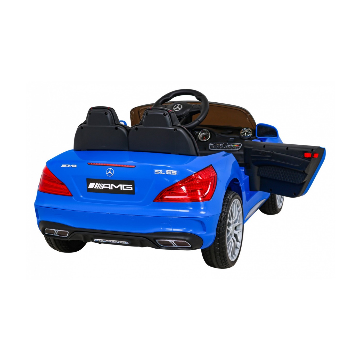 Mercedes Benz AMG SL65 S elektrický dětský modrý dálkový audio LED Eco kůže EVA pomalý start