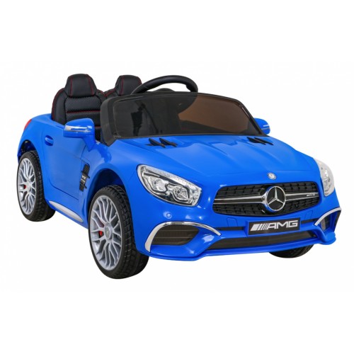 Mercedes Benz AMG SL65 S elektrický dětský modrý dálkový audio LED Eco kůže EVA pomalý start