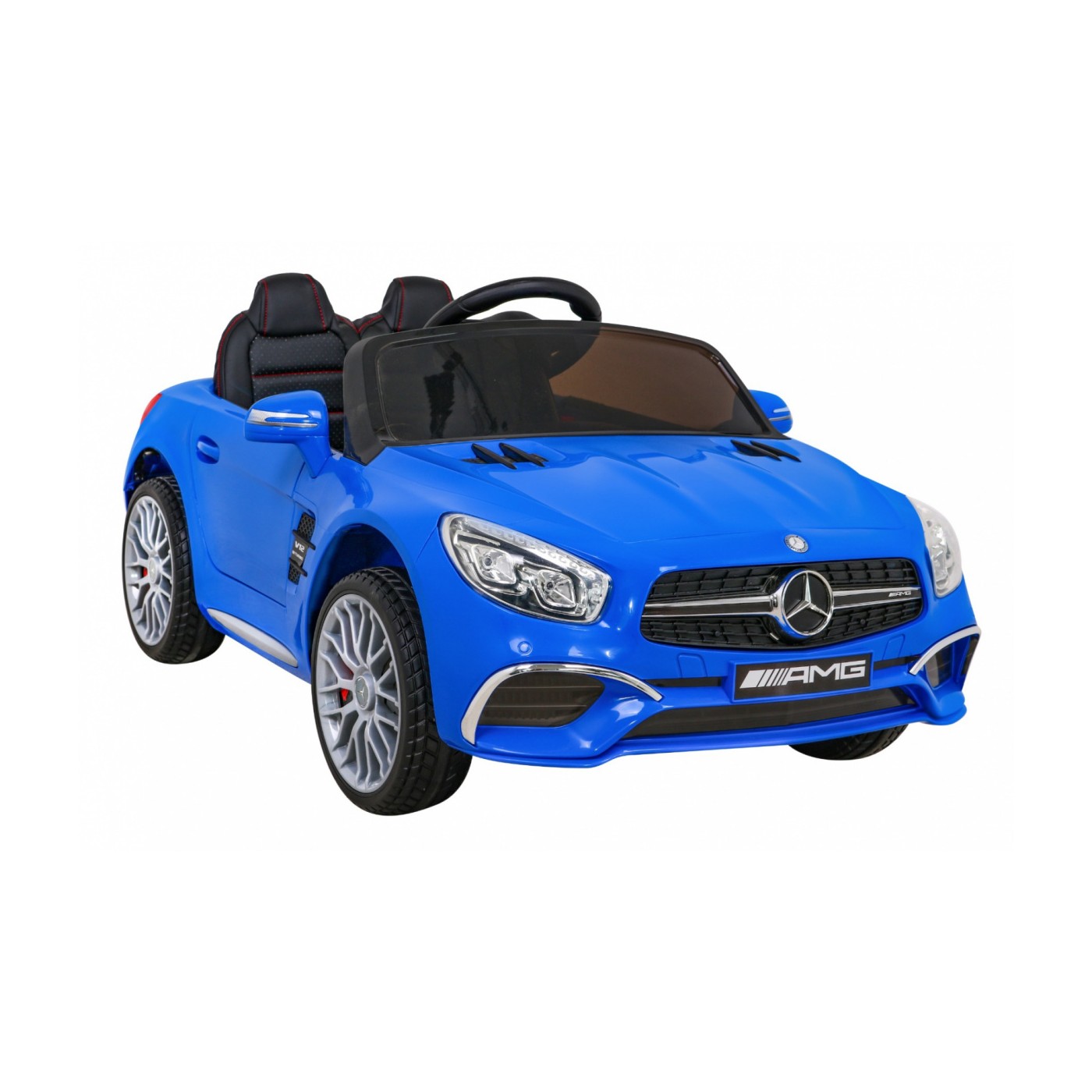 Mercedes Benz AMG SL65 S elektrický dětský modrý dálkový audio LED Eco kůže EVA pomalý start
