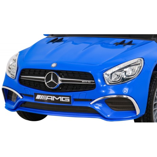 Mercedes Benz AMG SL65 S elektrický dětský modrý dálkový audio LED Eco kůže EVA pomalý start