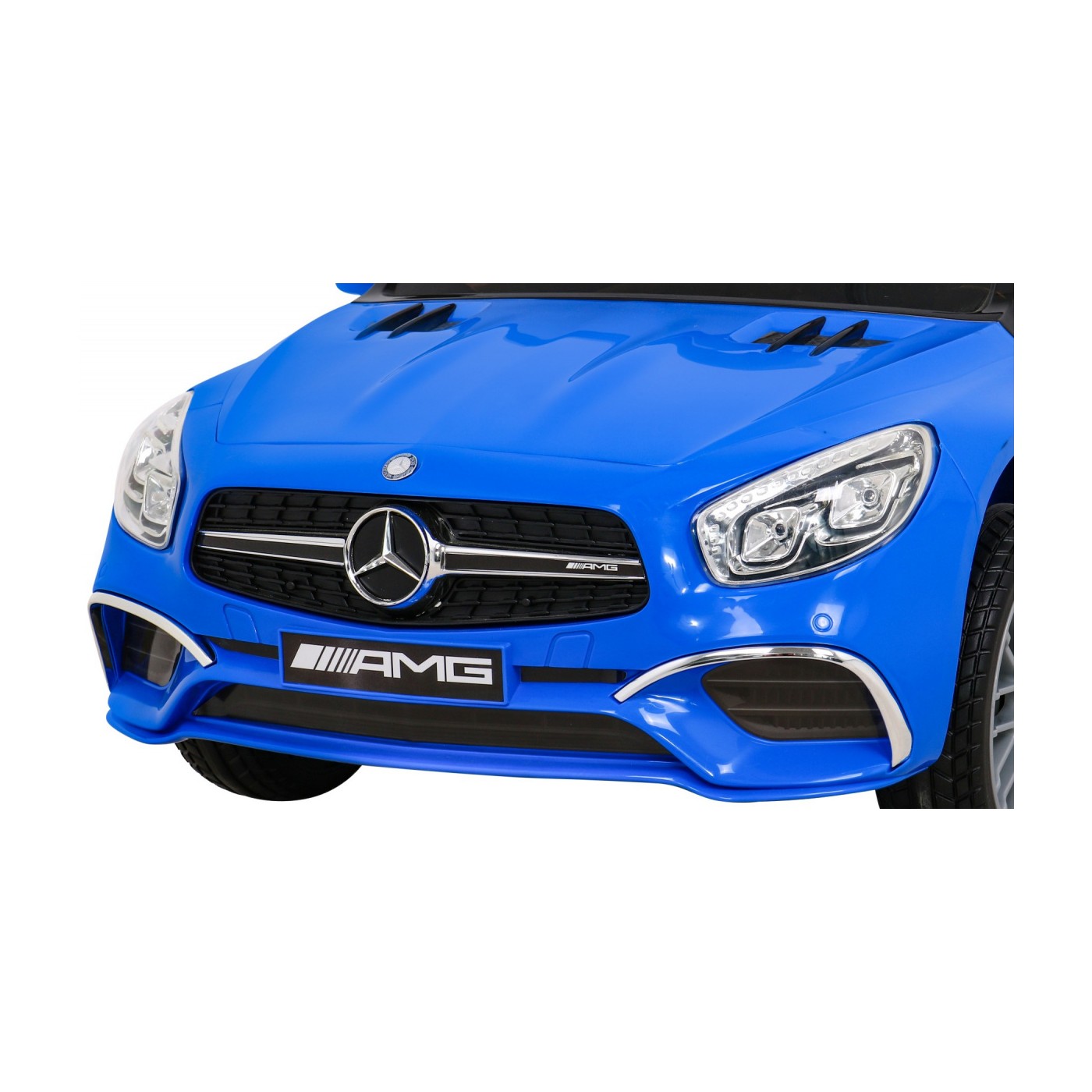 Mercedes Benz AMG SL65 S elektrický dětský modrý dálkový audio LED Eco kůže EVA pomalý start