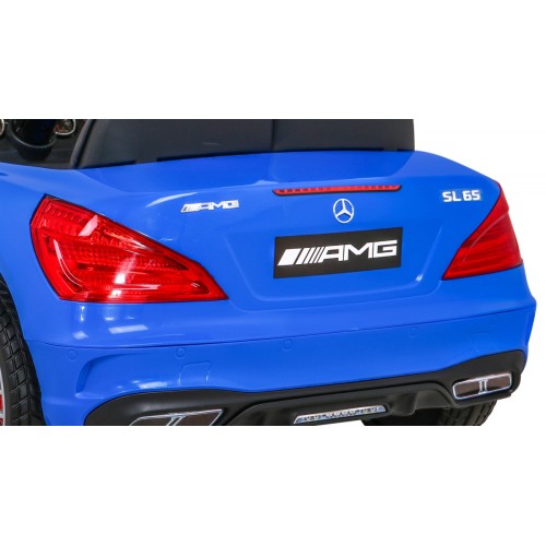 Mercedes Benz AMG SL65 S elektrický dětský modrý dálkový audio LED Eco kůže EVA pomalý start