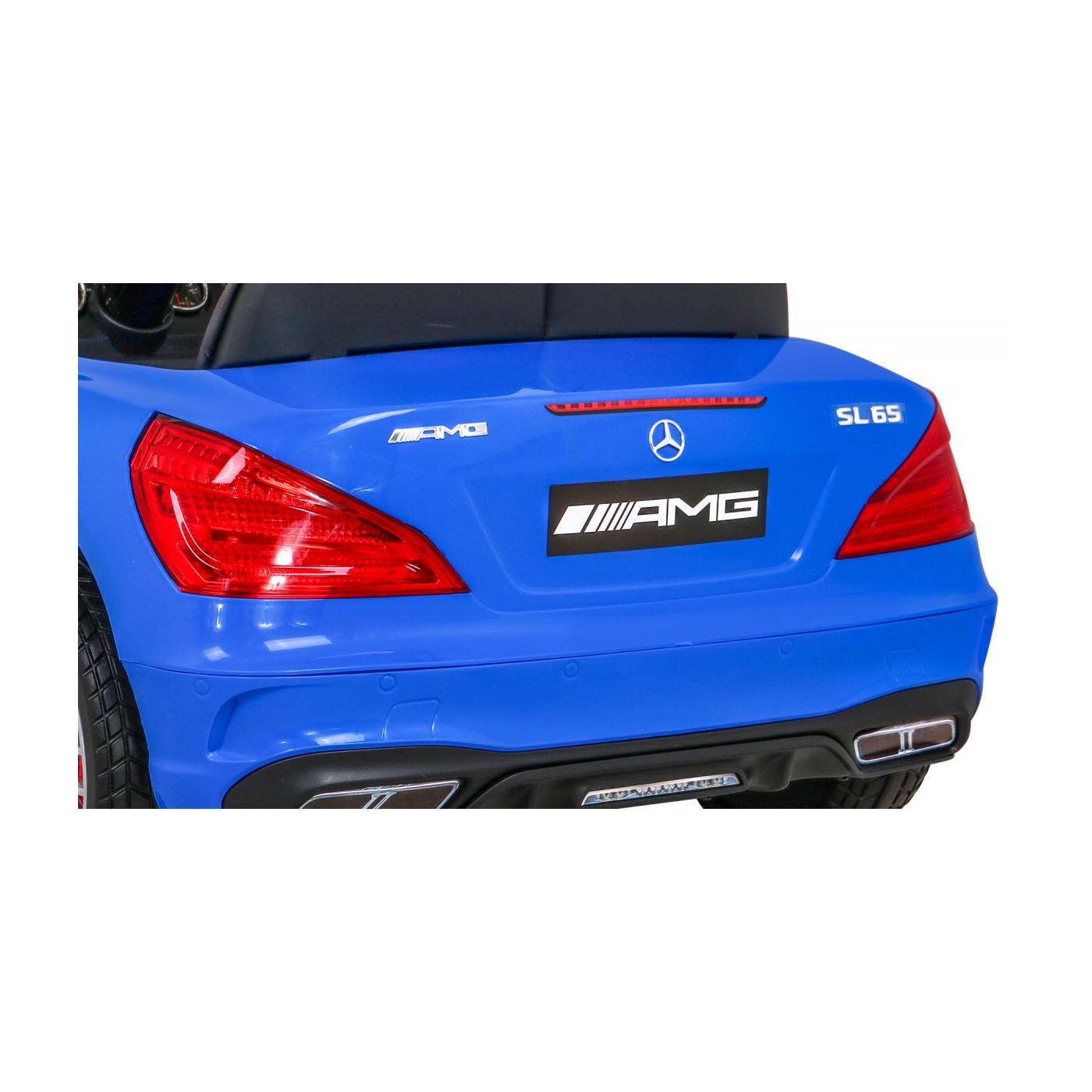 Mercedes Benz AMG SL65 S elektrický dětský modrý dálkový audio LED Eco kůže EVA pomalý start