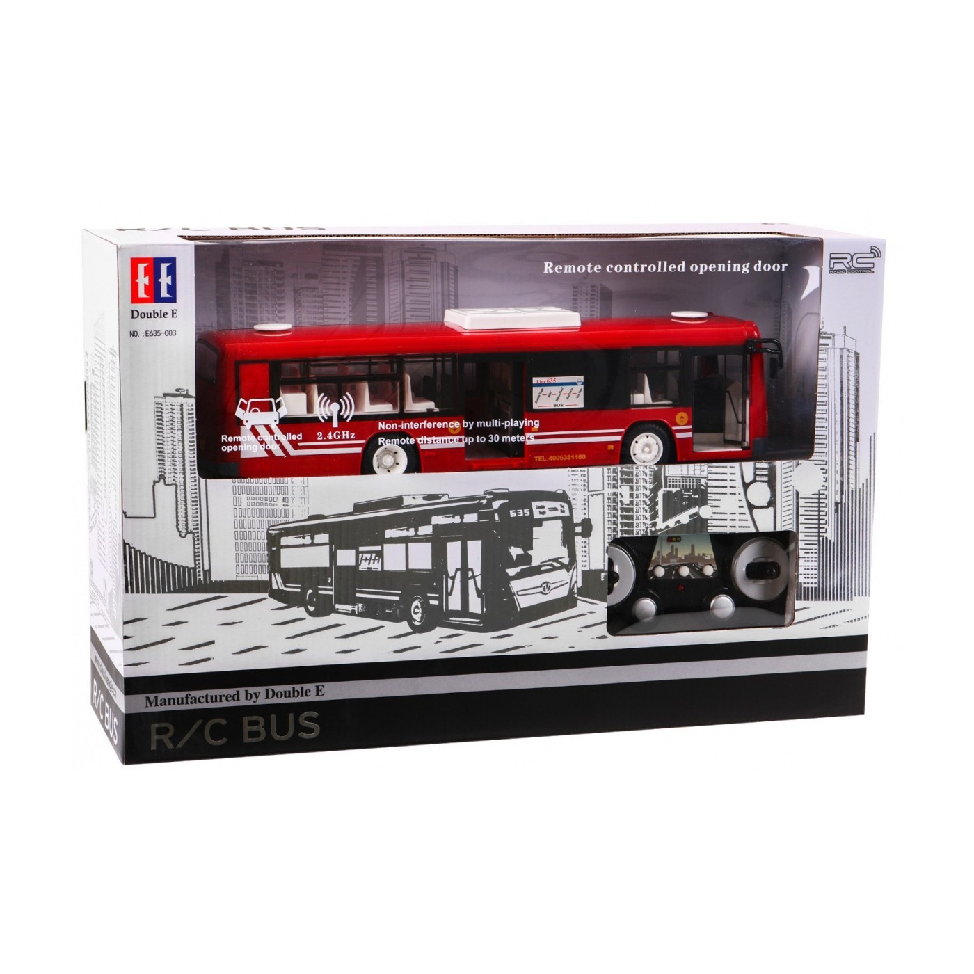 Dětský městský autobus 6+ dálkové ovládání červená 1:20 pohyblivé prvky + Zvuky Světla
