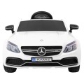 Mercedes Benz C63 AMG Kids bílá + dálkové ovládání + 5bodové pásy + EVA + kufr + MP3 LED