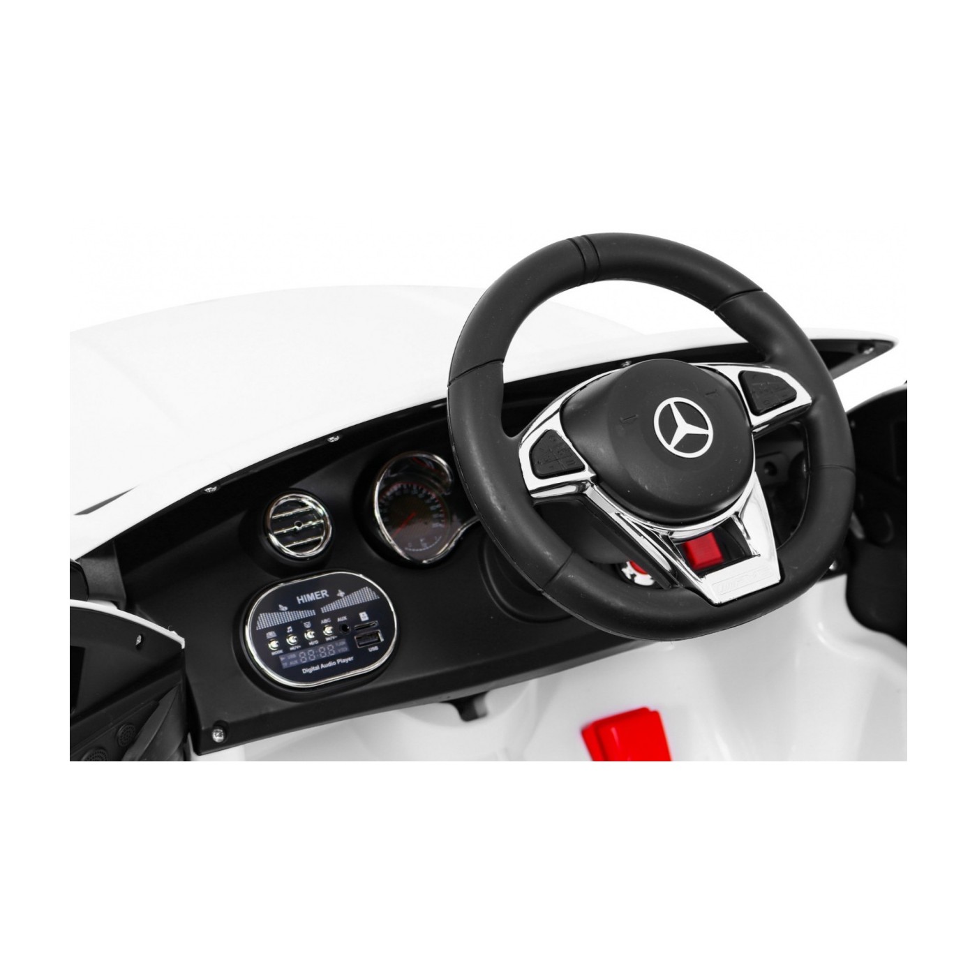 Mercedes Benz C63 AMG Kids bílá + dálkové ovládání + 5bodové pásy + EVA + kufr + MP3 LED