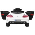 Mercedes Benz C63 AMG Kids bílá + dálkové ovládání + 5bodové pásy + EVA + kufr + MP3 LED