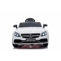 Mercedes Benz C63 AMG Kids bílá + dálkové ovládání + 5bodové pásy + EVA + kufr + MP3 LED