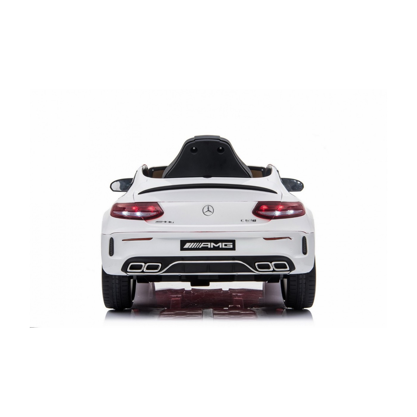 Mercedes Benz C63 AMG Kids bílá + dálkové ovládání + 5bodové pásy + EVA + kufr + MP3 LED