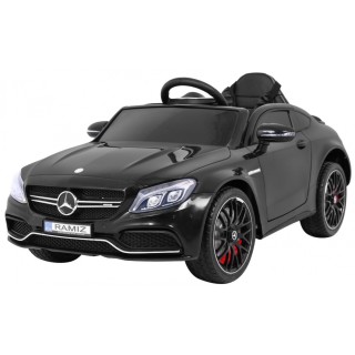 Mercedes Benz C63 AMG Kids černý + dálkové ovládání + 5bodové pásy + EVA + kufr + MP3 LED