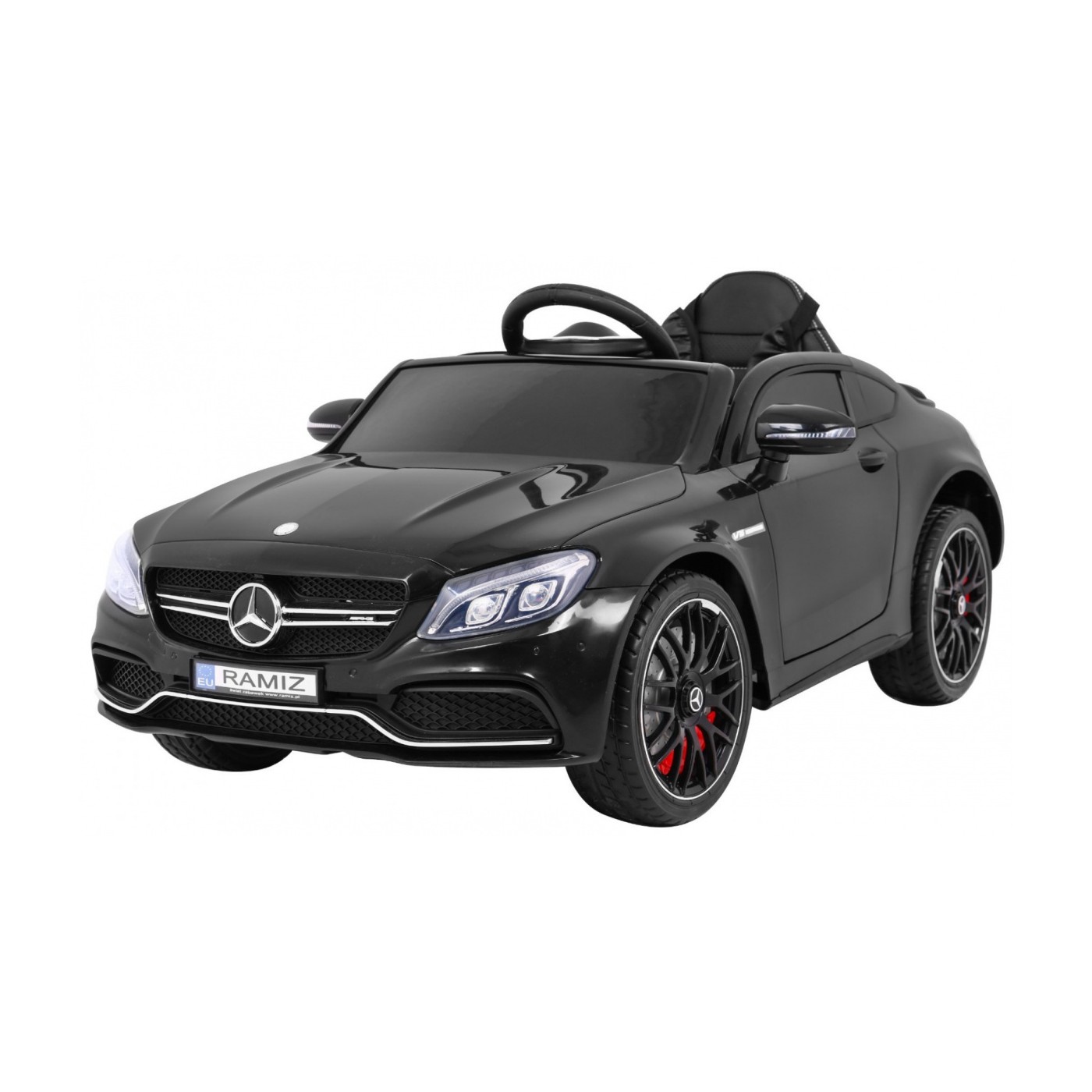 Mercedes Benz C63 AMG Kids černý + dálkové ovládání + 5bodové pásy + EVA + kufr + MP3 LED