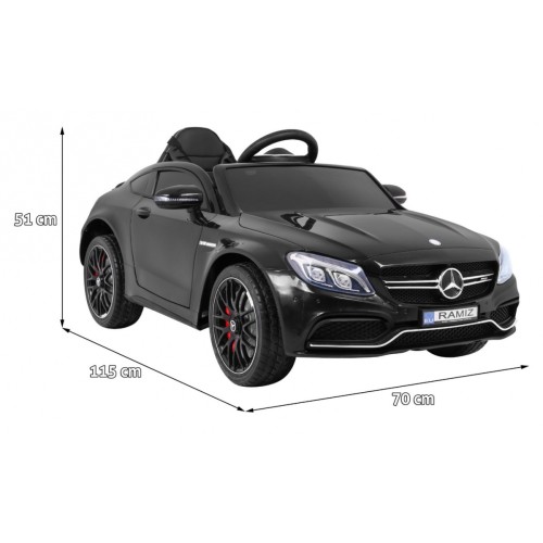Mercedes Benz C63 AMG Kids černý + dálkové ovládání + 5bodové pásy + EVA + kufr + MP3 LED