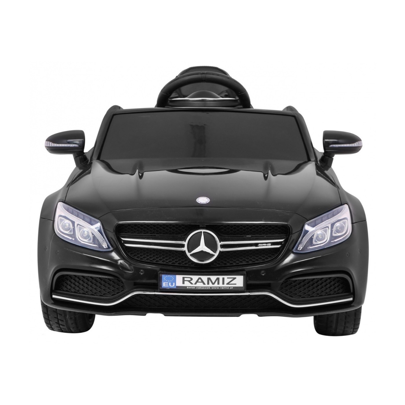 Mercedes Benz C63 AMG Kids černý + dálkové ovládání + 5bodové pásy + EVA + kufr + MP3 LED