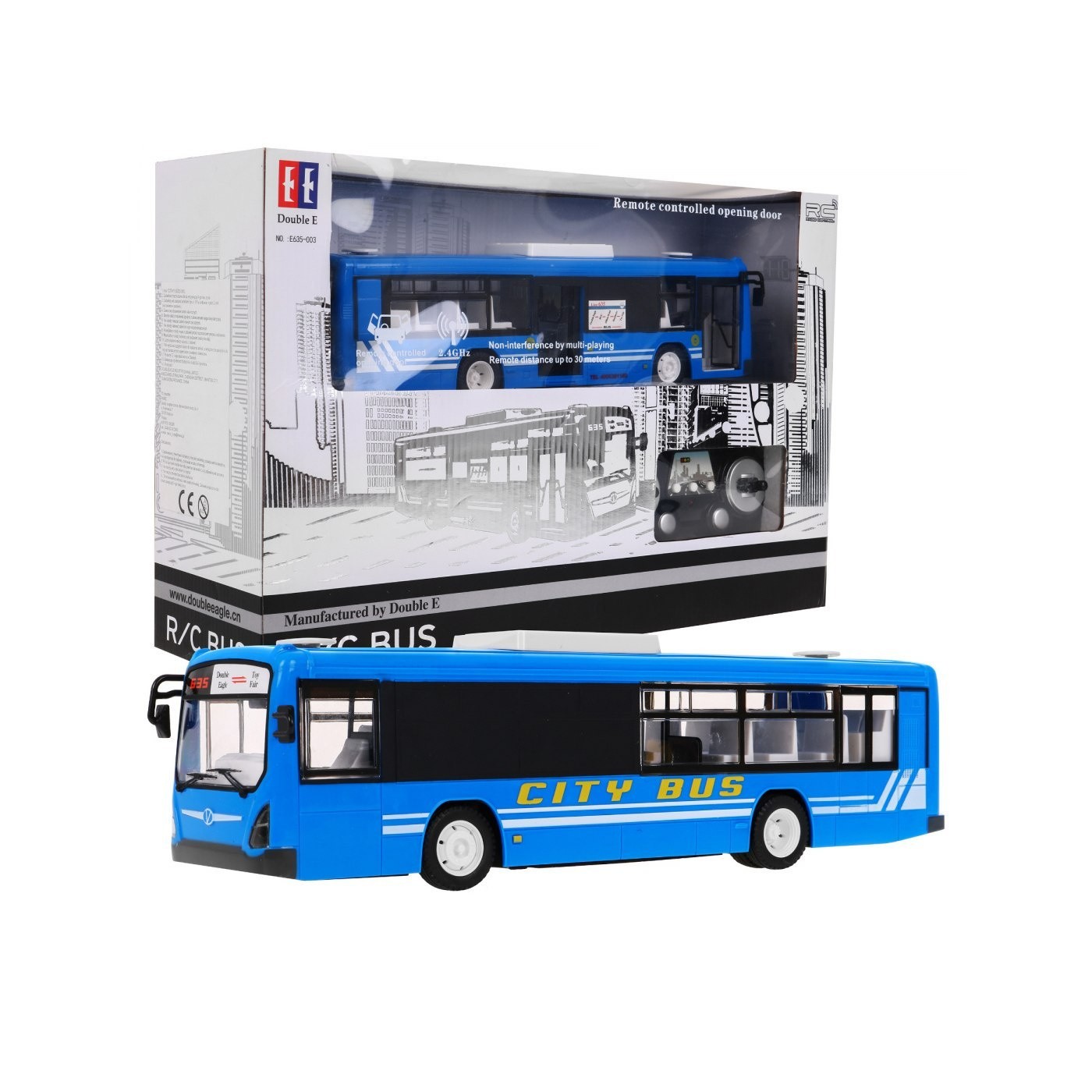 Dětský městský autobus 6+ dálkové ovládání Modrá 1:20 Pohyblivé prvky + Zvuky Světla