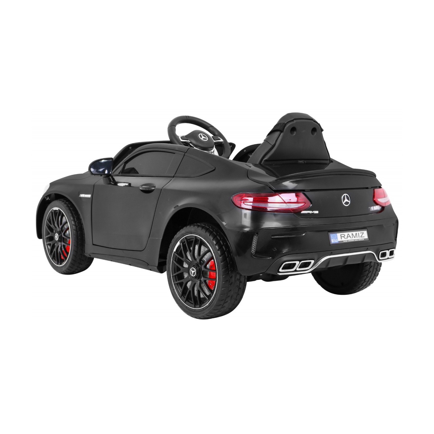 Mercedes Benz C63 AMG Kids černý + dálkové ovládání + 5bodové pásy + EVA + kufr + MP3 LED
