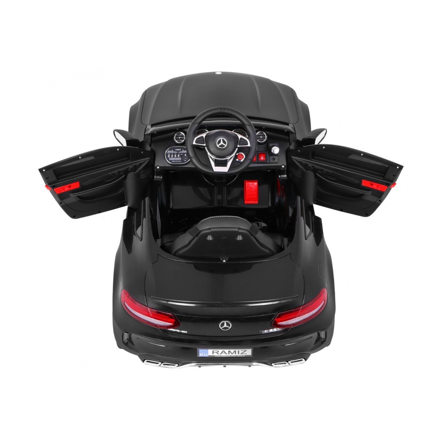 Mercedes Benz C63 AMG Kids černý + dálkové ovládání + 5bodové pásy + EVA + kufr + MP3 LED