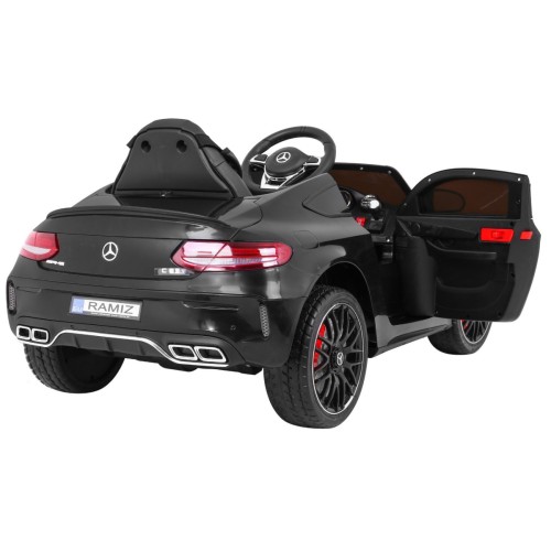 Mercedes Benz C63 AMG Kids černý + dálkové ovládání + 5bodové pásy + EVA + kufr + MP3 LED