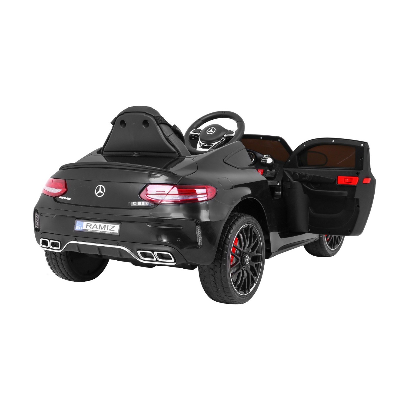 Mercedes Benz C63 AMG Kids černý + dálkové ovládání + 5bodové pásy + EVA + kufr + MP3 LED