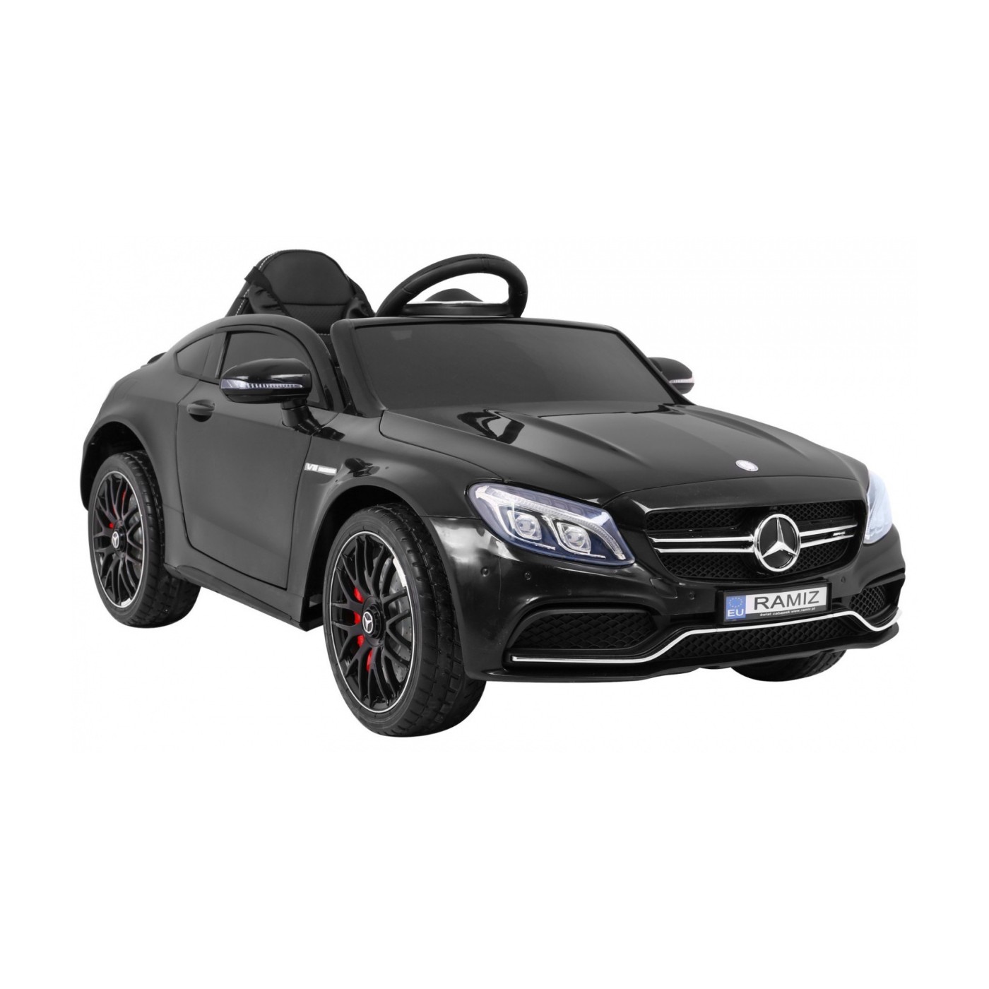 Mercedes Benz C63 AMG Kids černý + dálkové ovládání + 5bodové pásy + EVA + kufr + MP3 LED