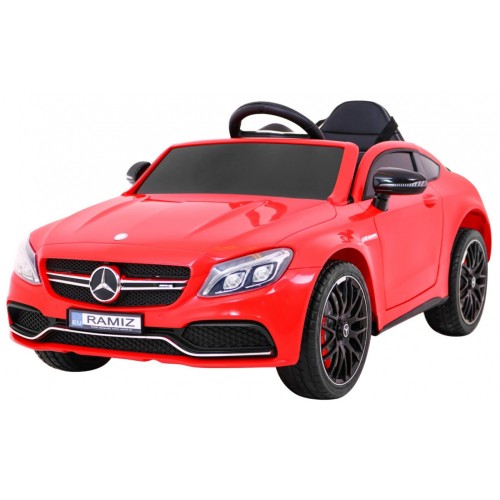 Mercedes Benz C63 AMG Dětské červené + dálkové ovládání + 5bodové pásy + EVA + kufr + MP3 LED