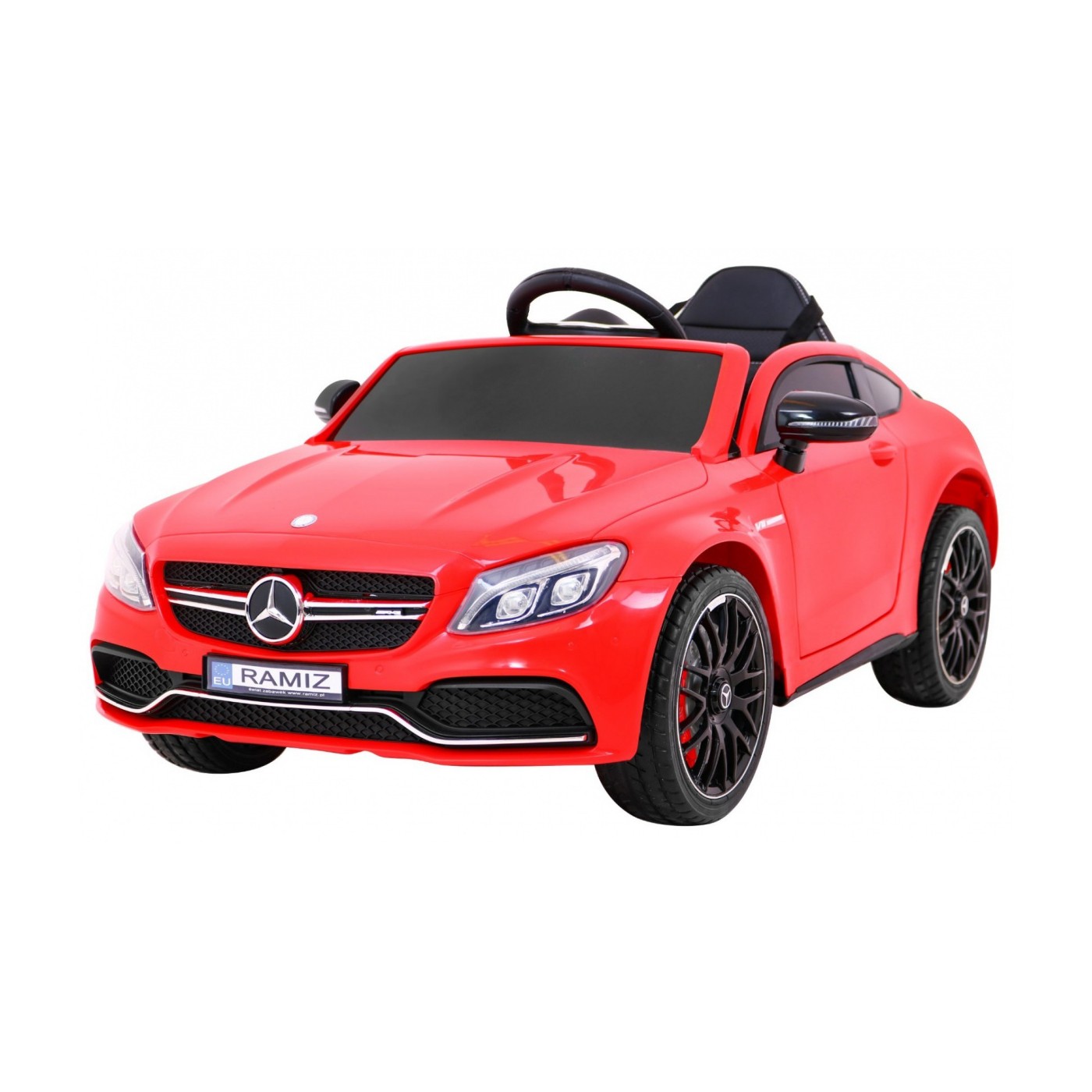 Mercedes Benz C63 AMG Dětské červené + dálkové ovládání + 5bodové pásy + EVA + kufr + MP3 LED